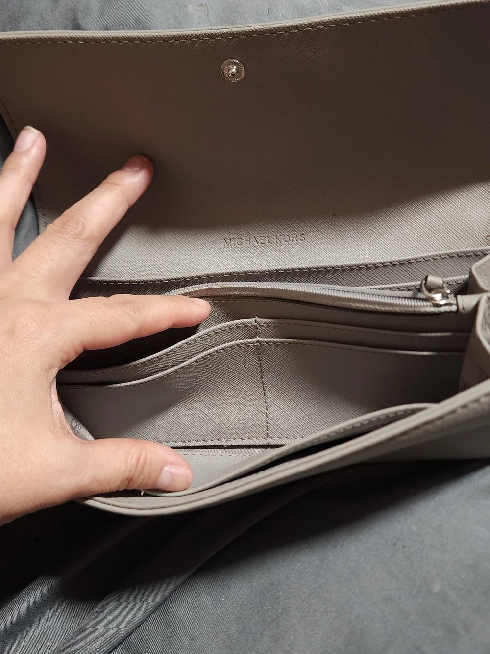 Michael Kors Gray Leather Chain Shoulder Bag - Picture 5 of 5